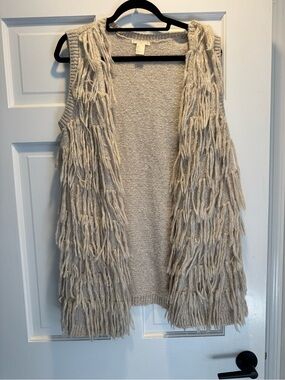 H&M Cream Fringe Knit Vest